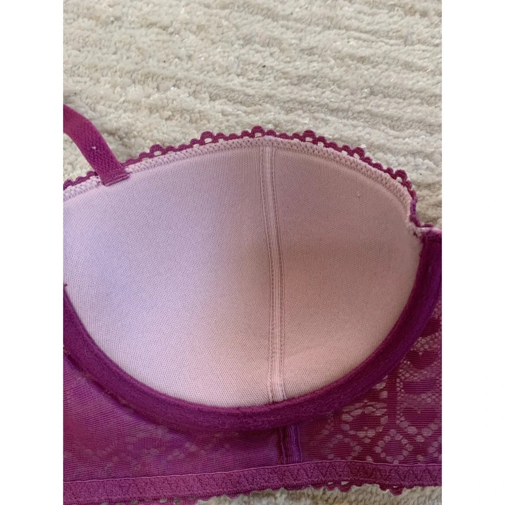Adore Me Women's Nymphadora Contour Balconette Bra Purple Lace Hearts Size‎ 36B